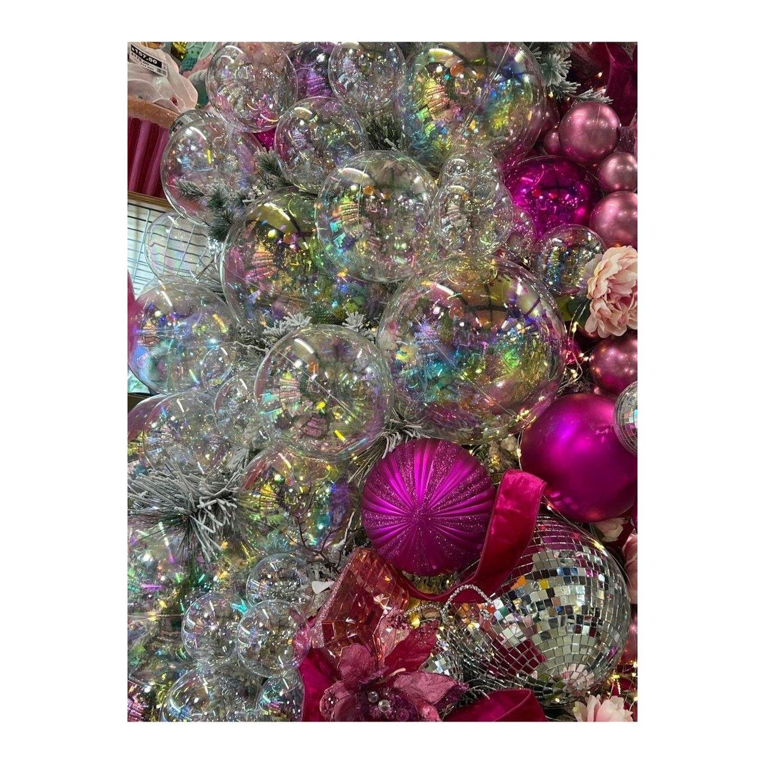 6' Clear Iridescent Branch Ball Wire Garland