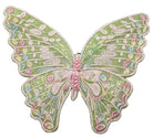 6" Embroidery Pastel Butterfly Clip: Moss Green