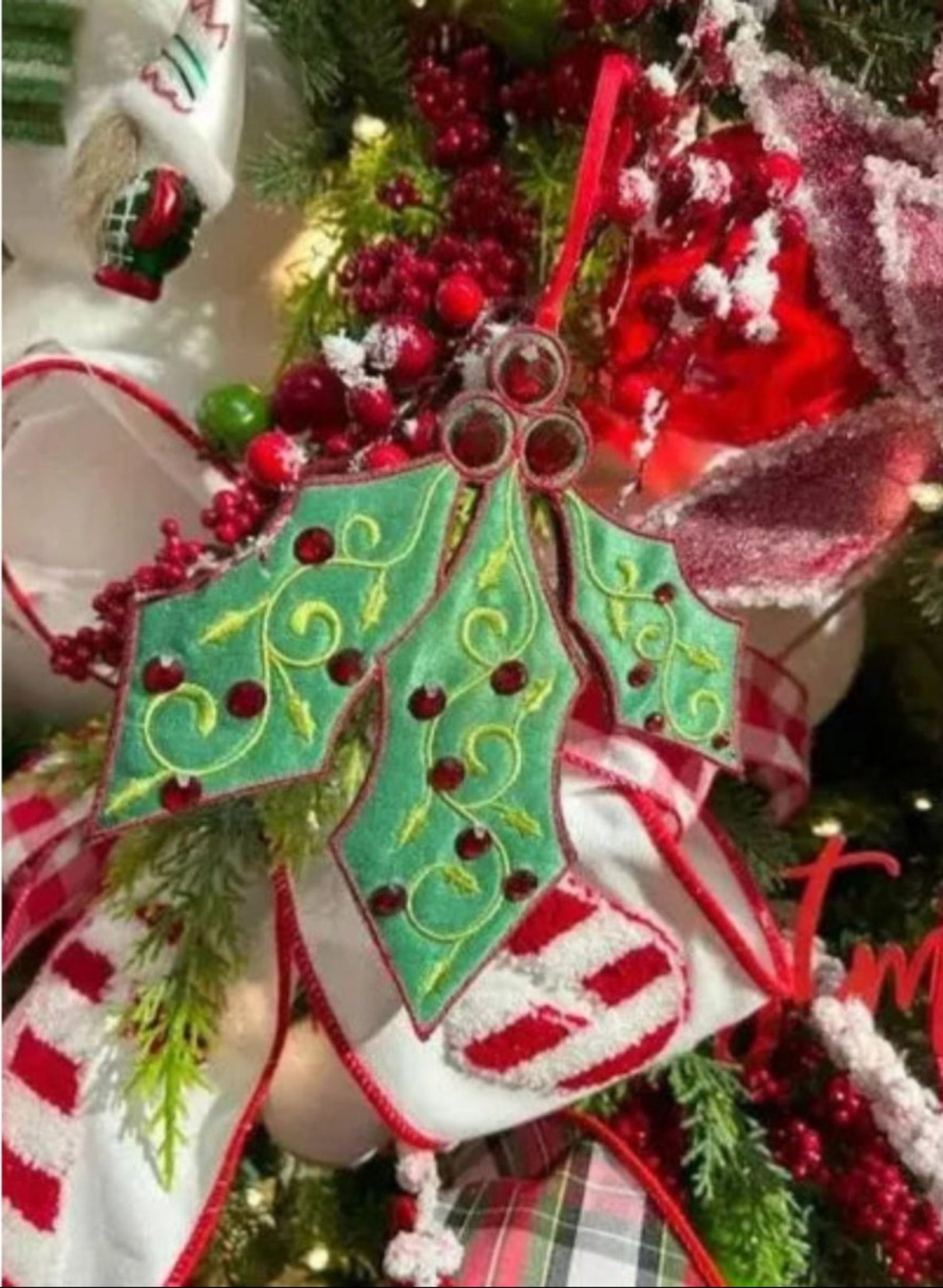 Shop For 6" Felt Holly Jewel Ornament