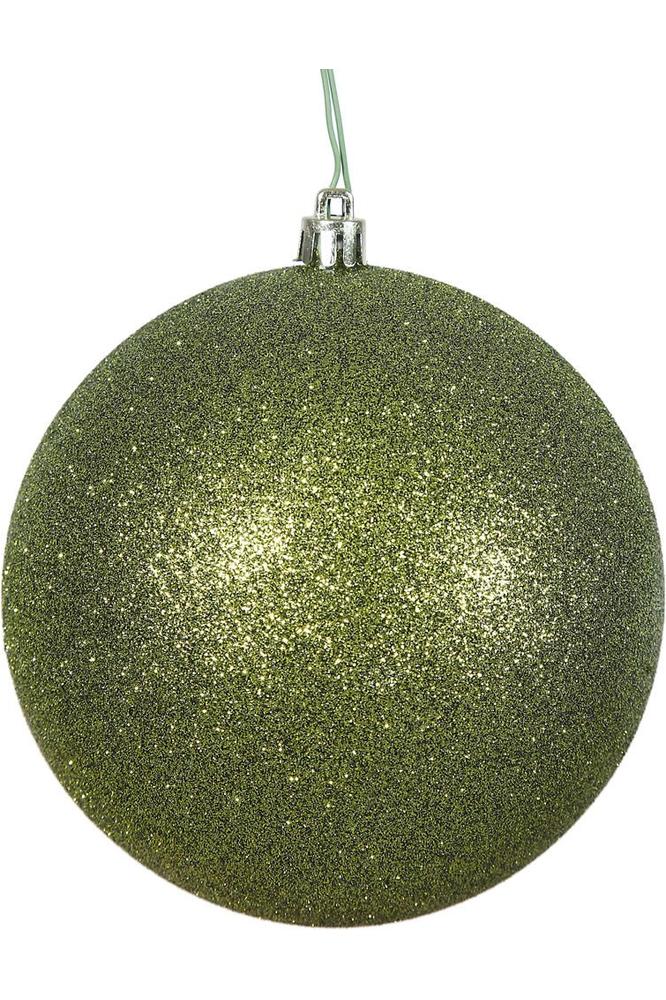 Shop For 6" Glitter Olive Green Ball Christmas Ornament (4 pack)