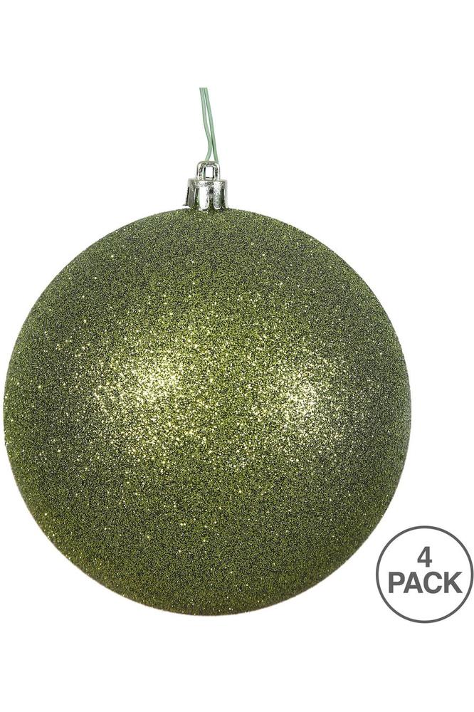 Shop For 6" Glitter Olive Green Ball Christmas Ornament (4 pack)