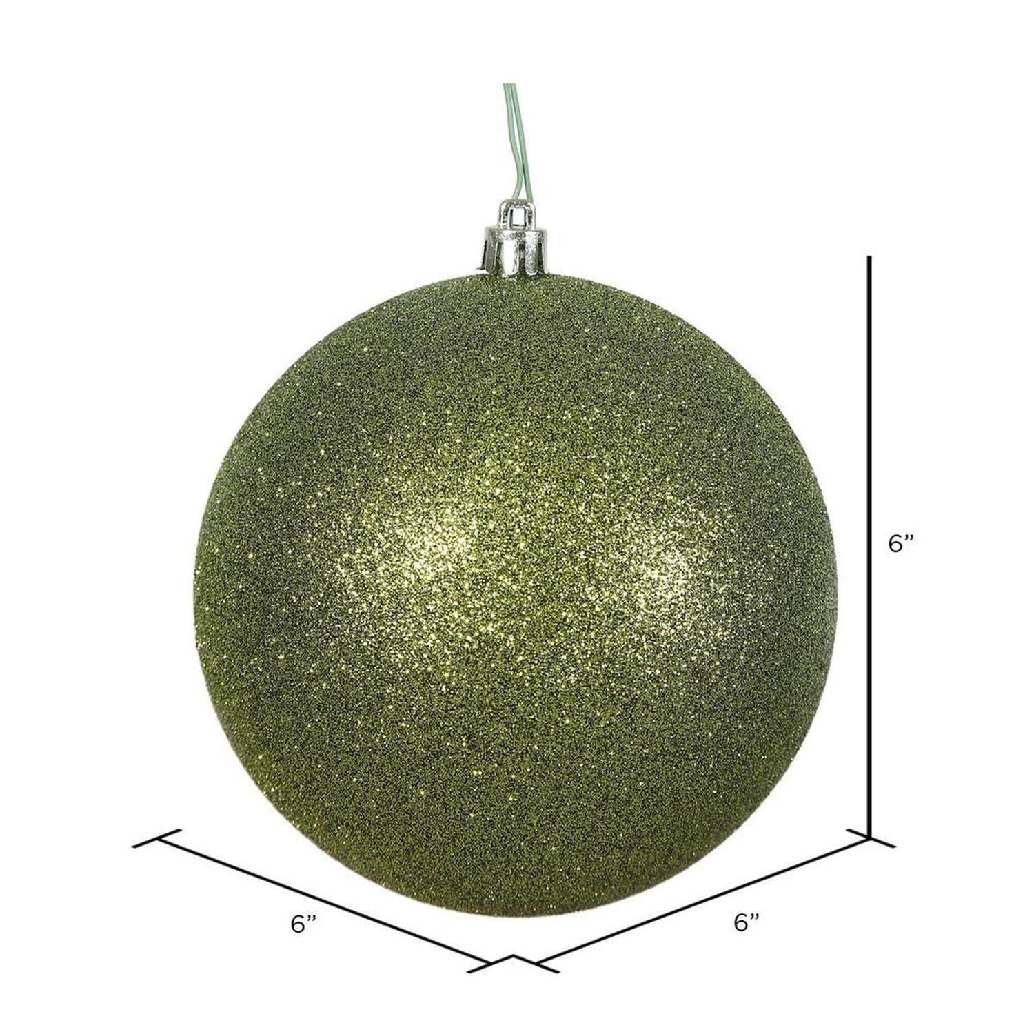 Shop For 6" Glitter Olive Green Ball Christmas Ornament (4 pack)