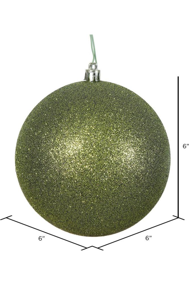 Shop For 6" Glitter Olive Green Ball Christmas Ornament (4 pack)