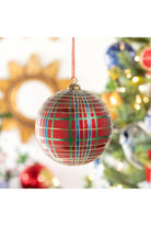 Shop For 6" Hand Painted Plaid Glass Ball Ornament