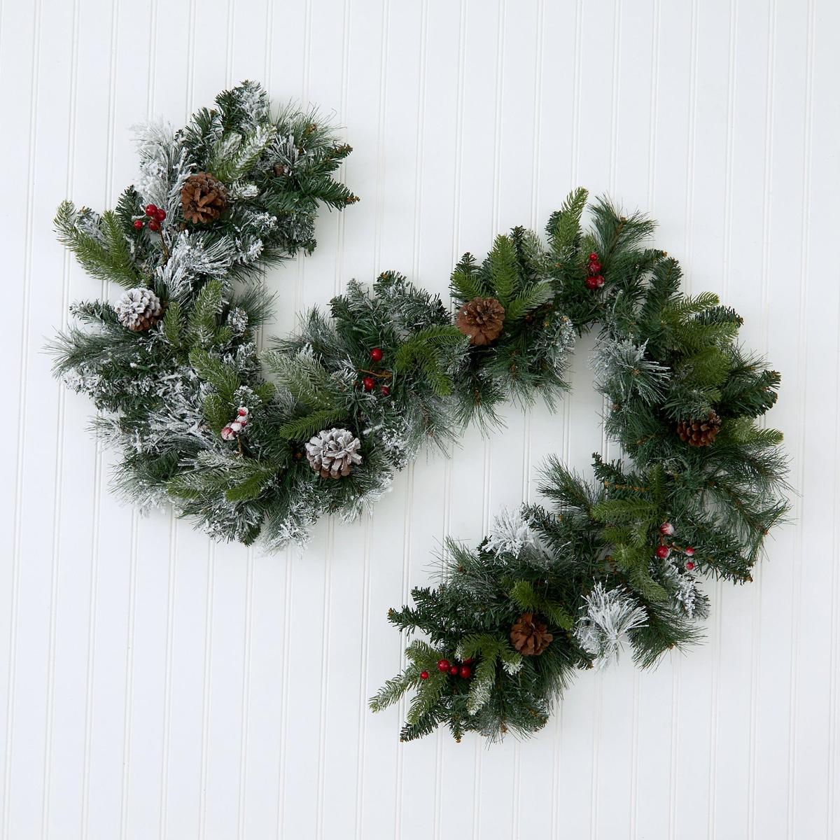 Shop For 6’ LED Flocked Mixed Pine Artificial Christmas Garland