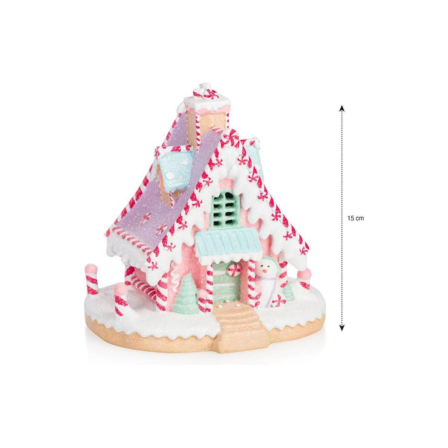 6" LED Pastel Gingerbread House
