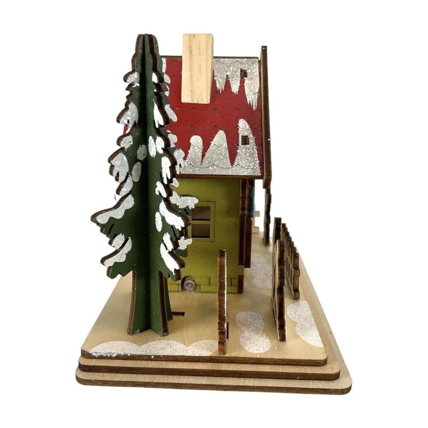 6" Lighted Laser Cut Wood Houses