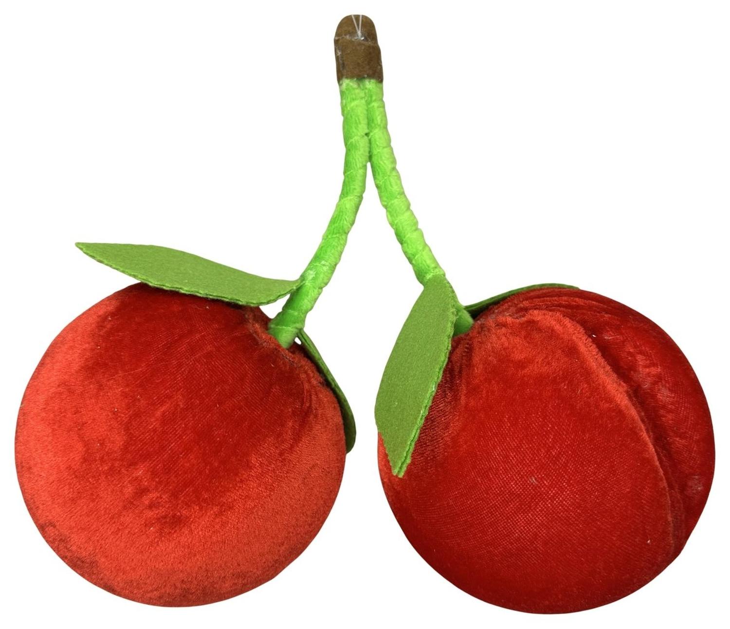 6" Plush Cherry Wreath Accent