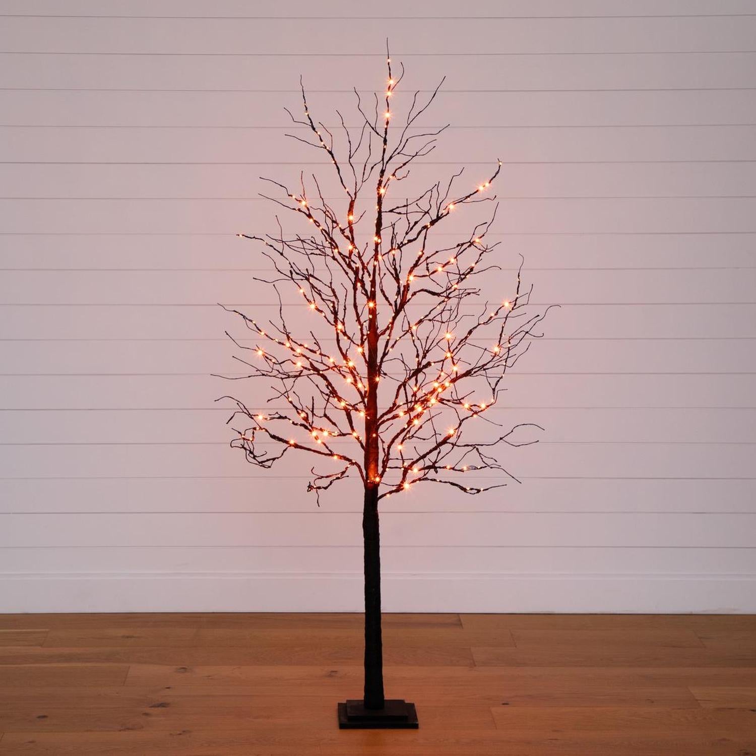 6’ Pre-Lit Halloween Deluxe Black Twig Artificial Tree