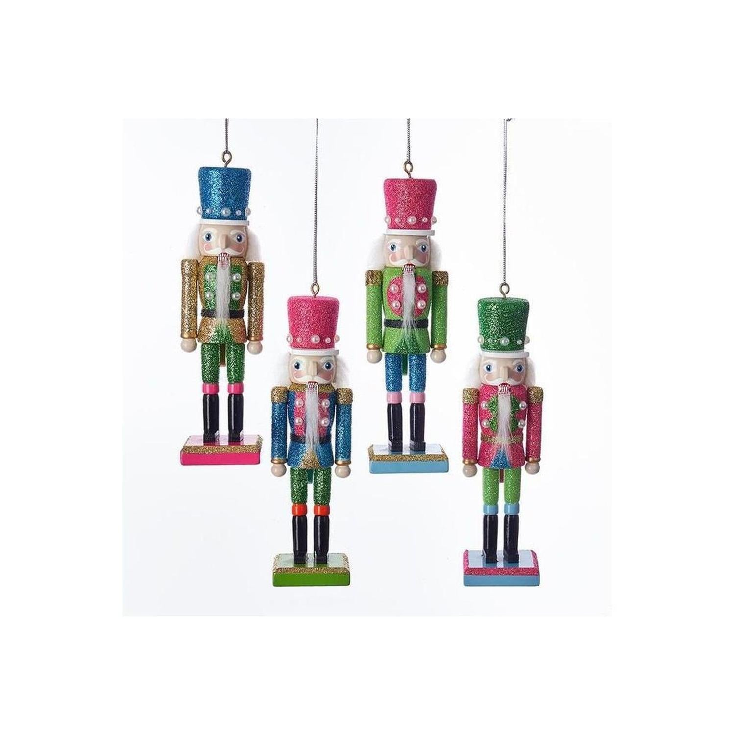 6" Preppy Bright Color Nutcracker Ornaments With Pearls
