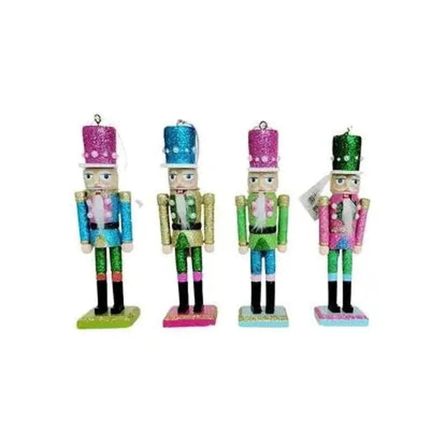 6" Preppy Bright Color Nutcracker Ornaments With Pearls