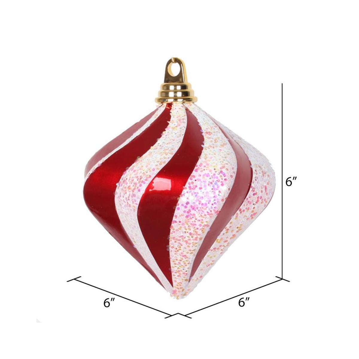Shop For 6'' Red and White Candy Glitter Swirl Diamond Ornament