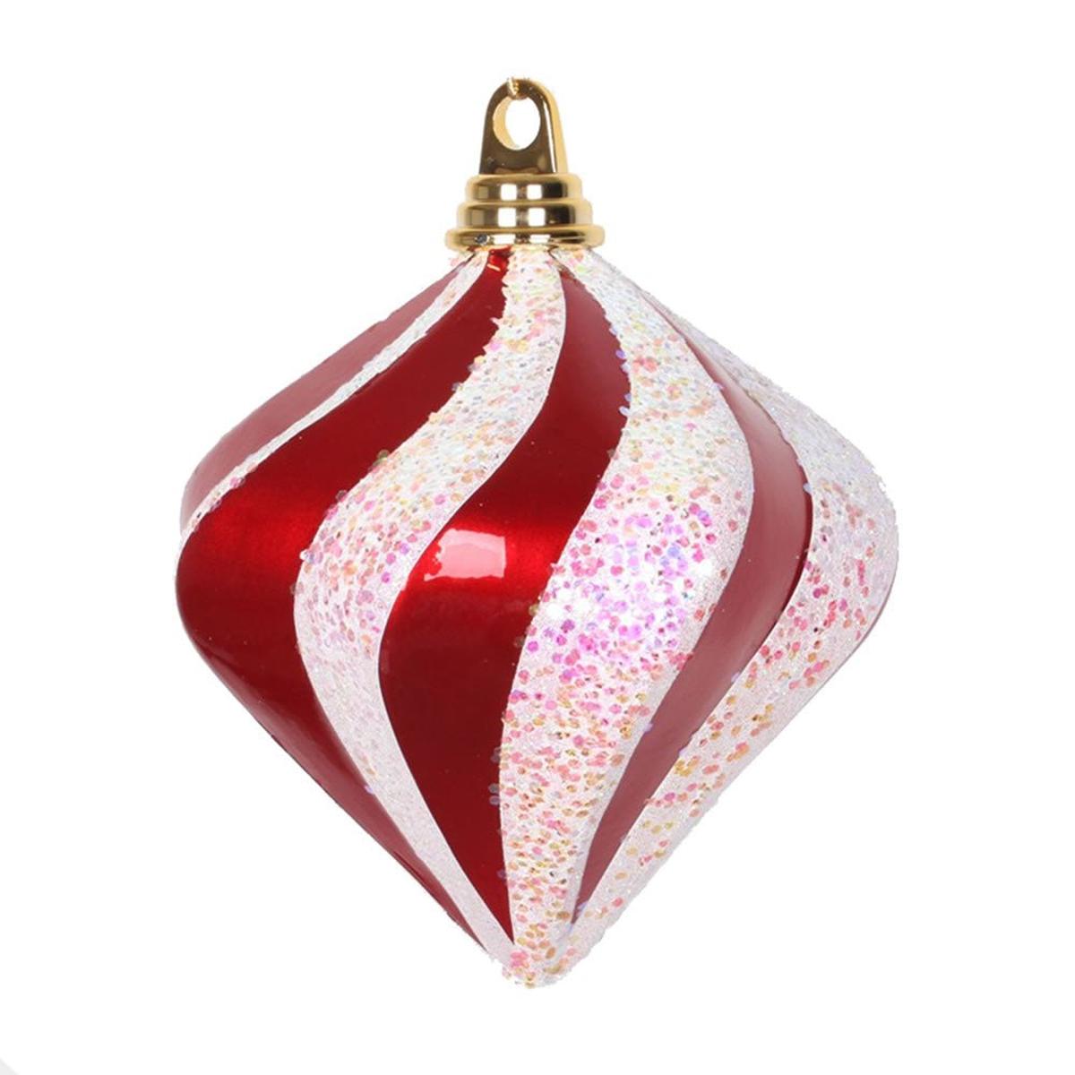 Shop For 6'' Red and White Candy Glitter Swirl Diamond Ornament