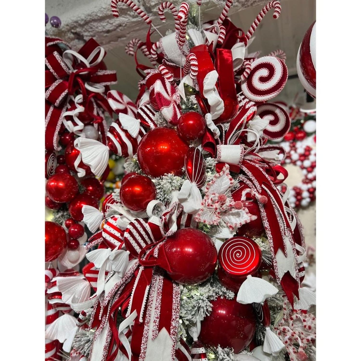 Shop For 6'' Red and White Candy Glitter Swirl Diamond Ornament