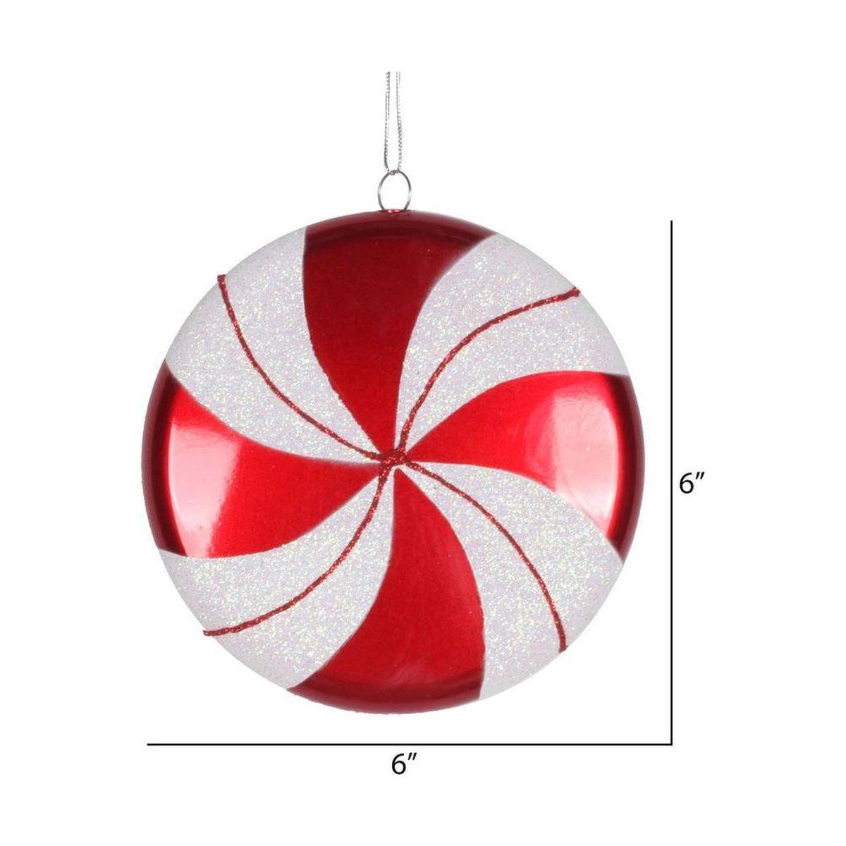 Shop For 6" Red - White Swirl Flat Candy Christmas Ornament