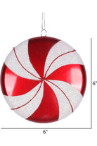 Shop For 6" Red - White Swirl Flat Candy Christmas Ornament