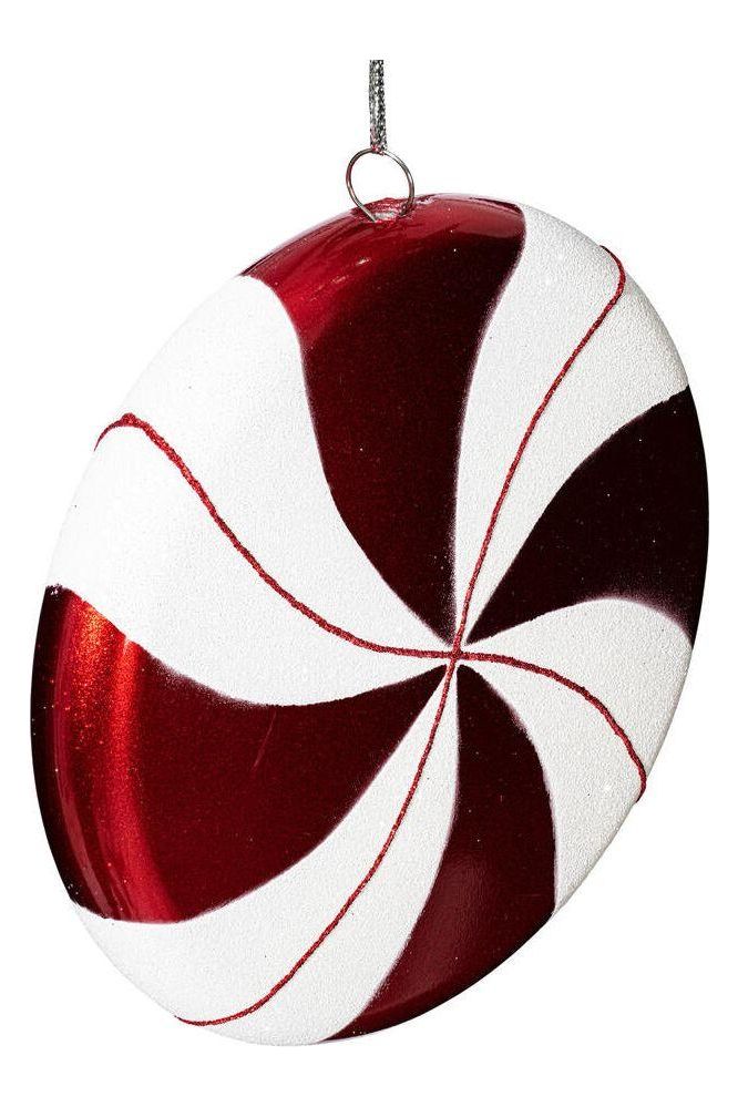 Shop For 6" Red - White Swirl Flat Candy Christmas Ornament