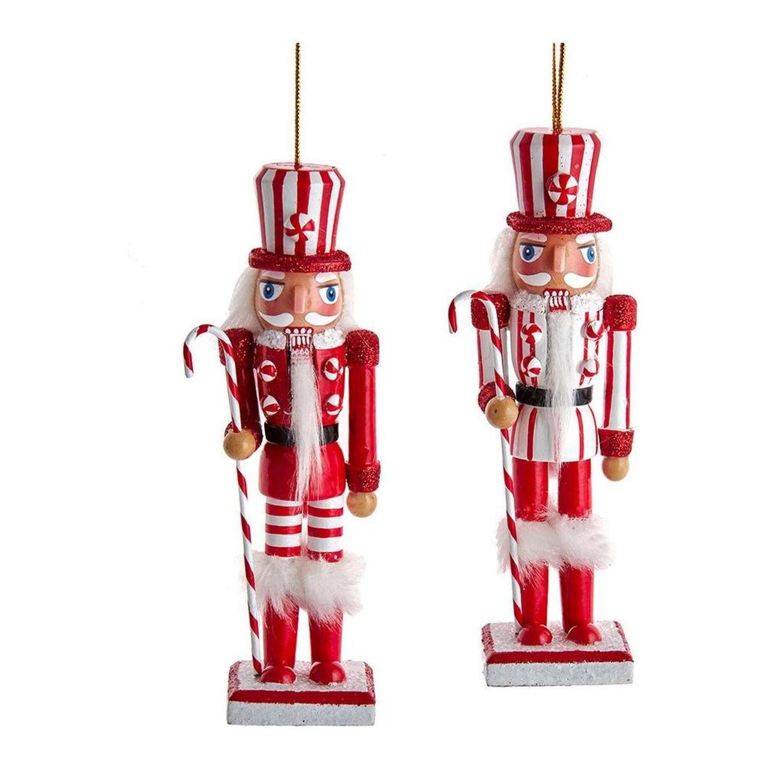 6" Wooden Peppermint Nutcracker Ornaments