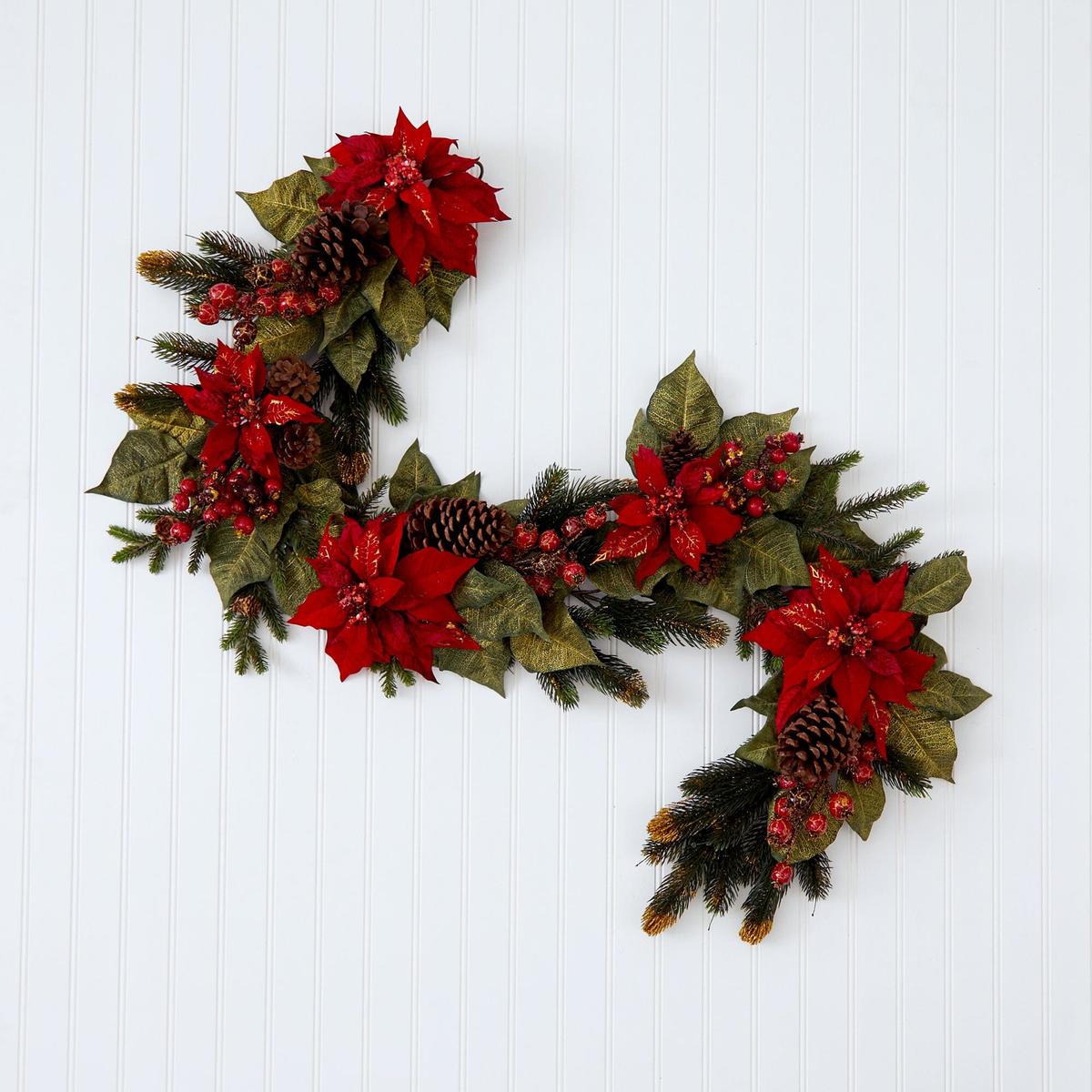 Shop For 60" Poinsettia & Berry Garland