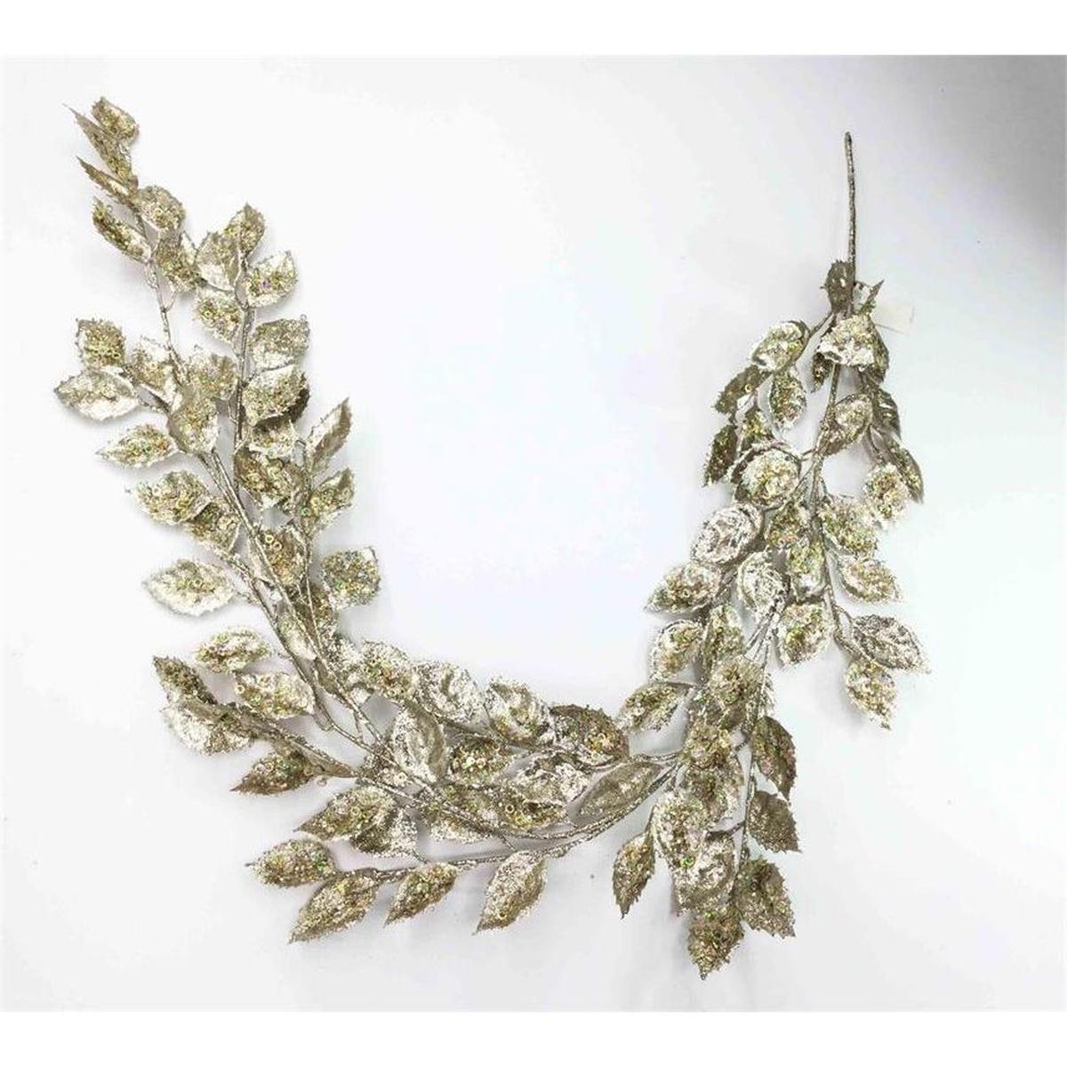Shop For 61" Glitter Leaf Garland: Champagne