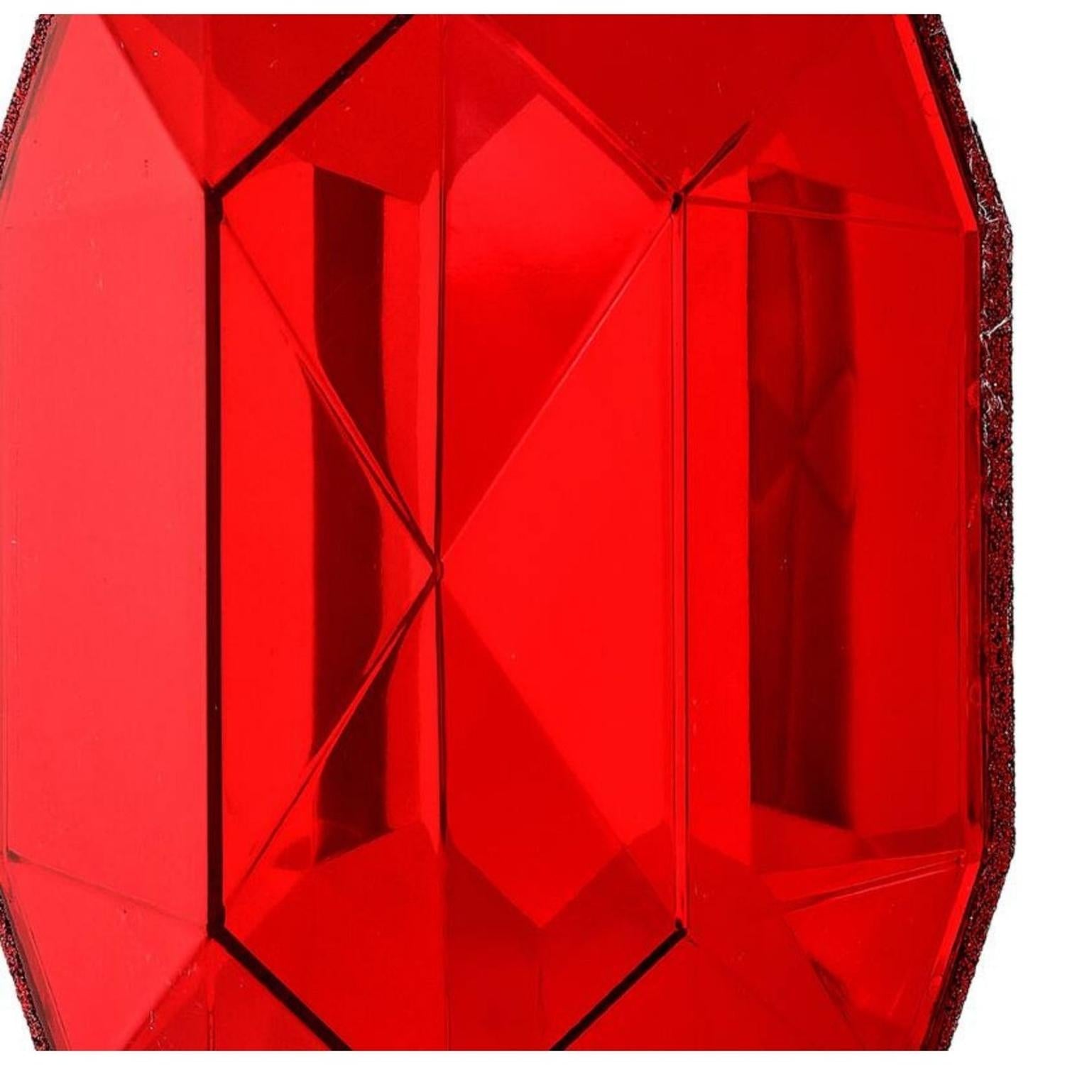 6.5" Acrylic Oval Jewel Ornament: Red
