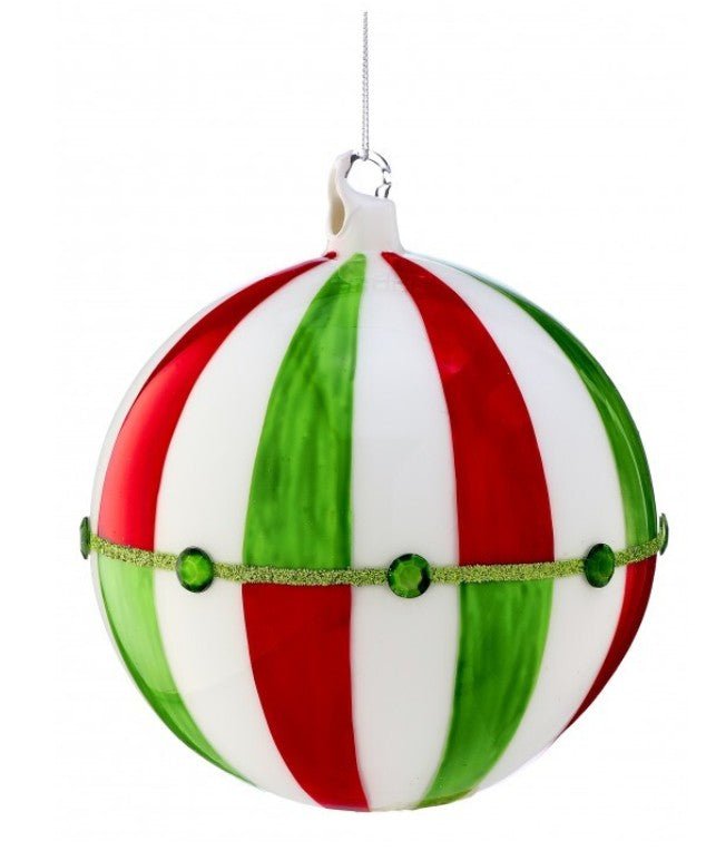 Shop For 6.5in Glass Red Green Striped Ornament Ball