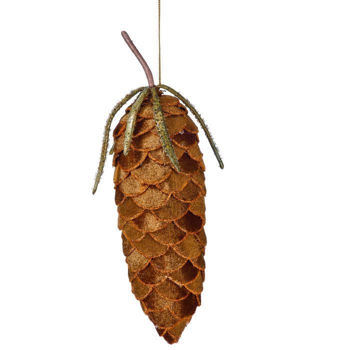 Shop For 6.5in Velvet Pine Cone Ornament: Dark Brown