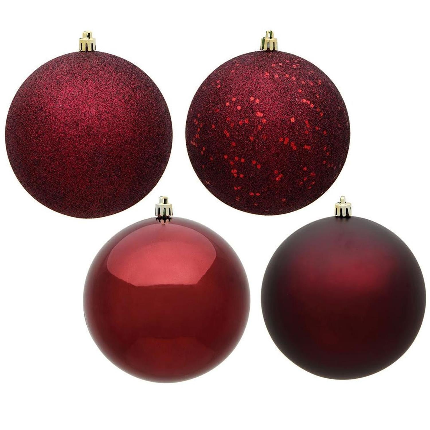 6in Burgundy Christmas Ornament Assortment (Set of 4)
