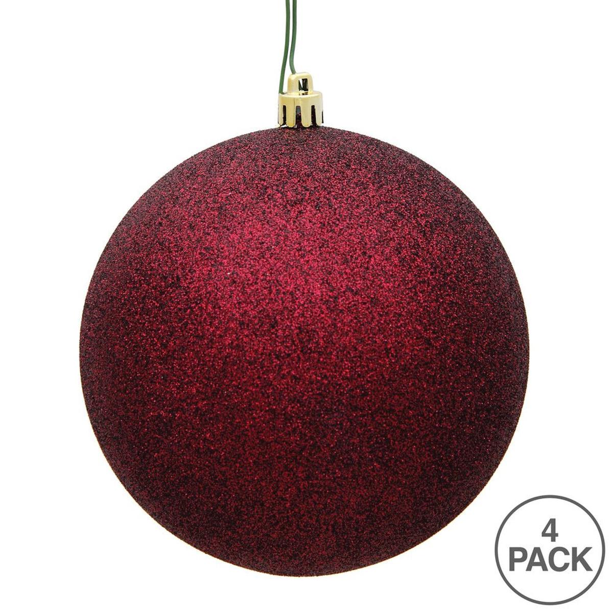 Shop For 6in Burgundy Glitter Christmas Ball Ornament (Set of 4)