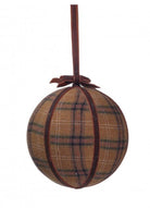 Shop For 6in Carmel Plaid Velvet Ball Ornament