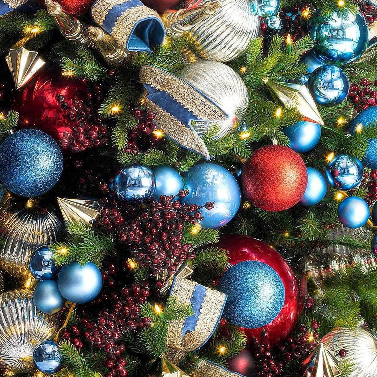 6in Denim Blue Pearl Ball Ornament (4 pack)