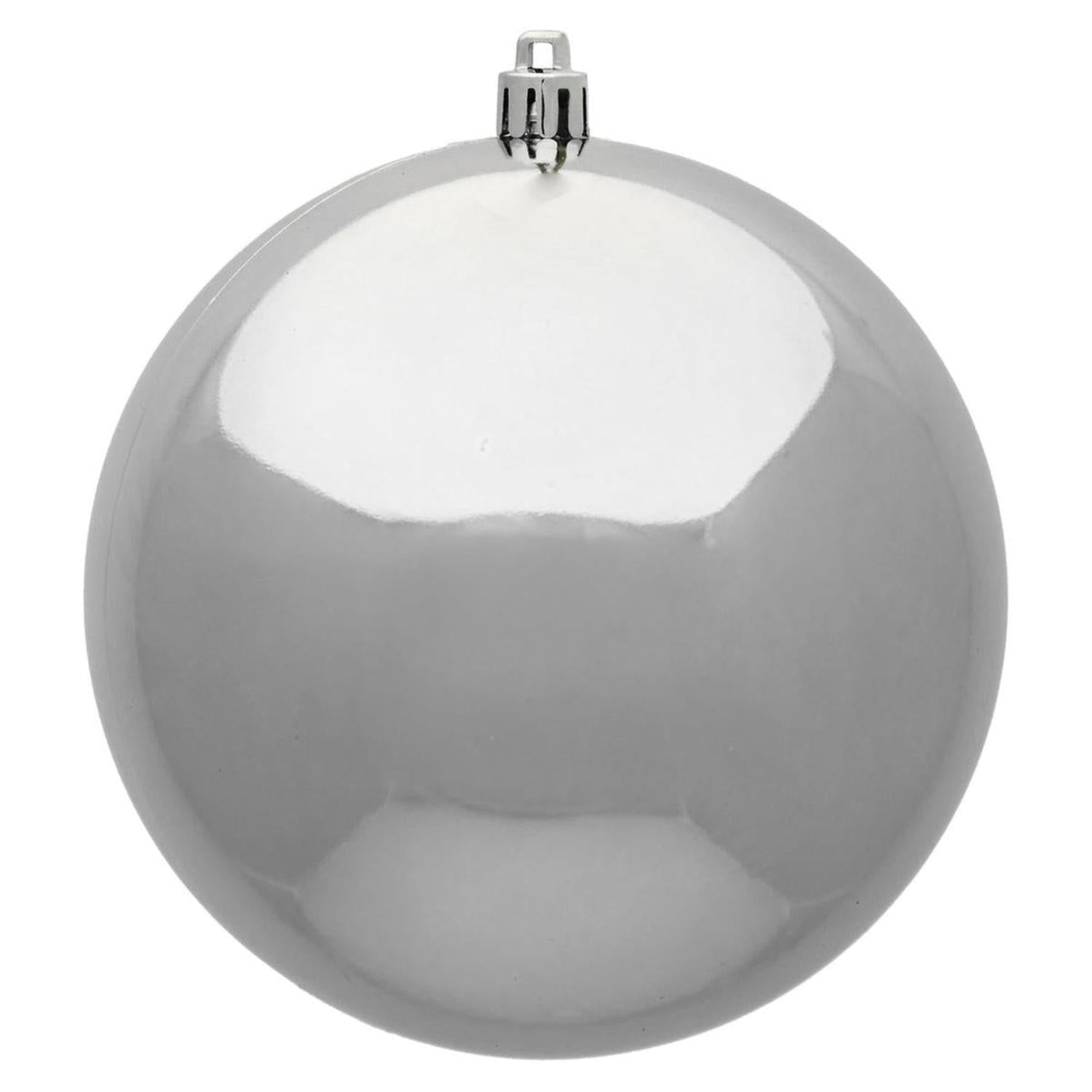 6in Silver Shiny Ball Ornaments (4 pack)