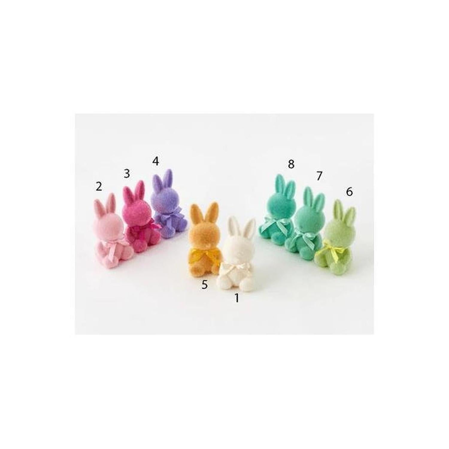 7" Flocked Sitting Bunny (Assorted Colors)