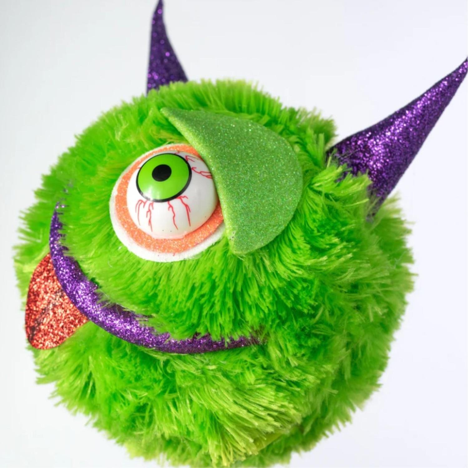 7" Furry Monster Ornament: Green