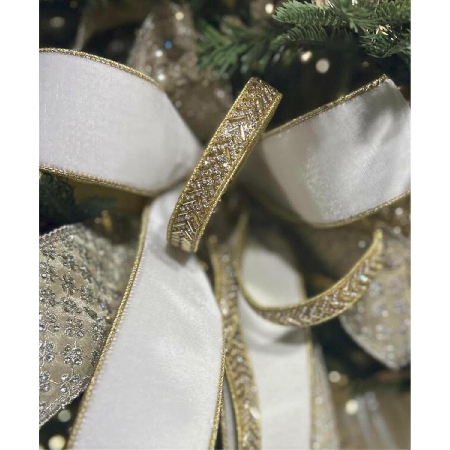 .75" Chevron Crystal Ribbon: Gold (5 Yards)