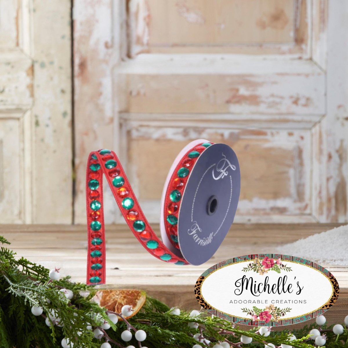 Shop For .75" Gumdrop Garland Ribbon: Red/Green (5 Yards)