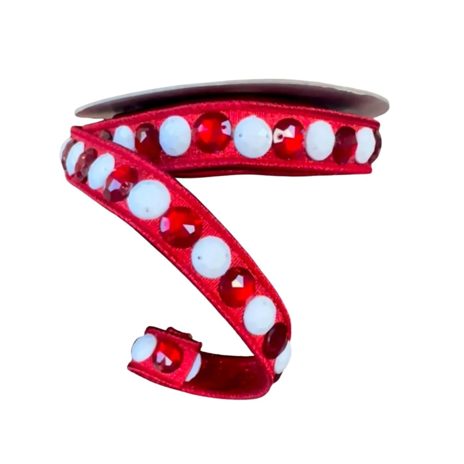 .75" Gumdrop Garland Ribbon: Red/White (5 Yards)