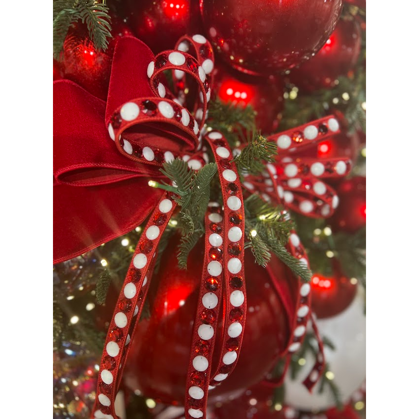 Shop For .75" Gumdrop Garland Ribbon: Red/White (5 Yards)