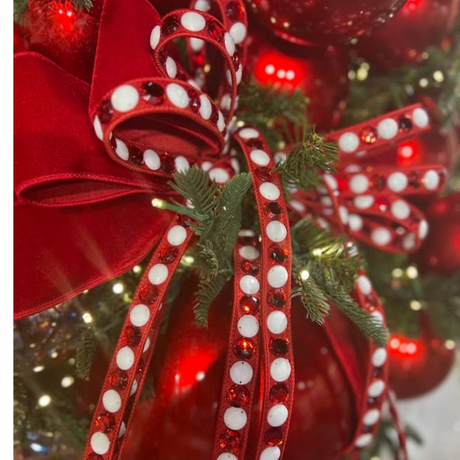 Shop For .75" Gumdrop Garland Ribbon: Red/White (5 Yards)