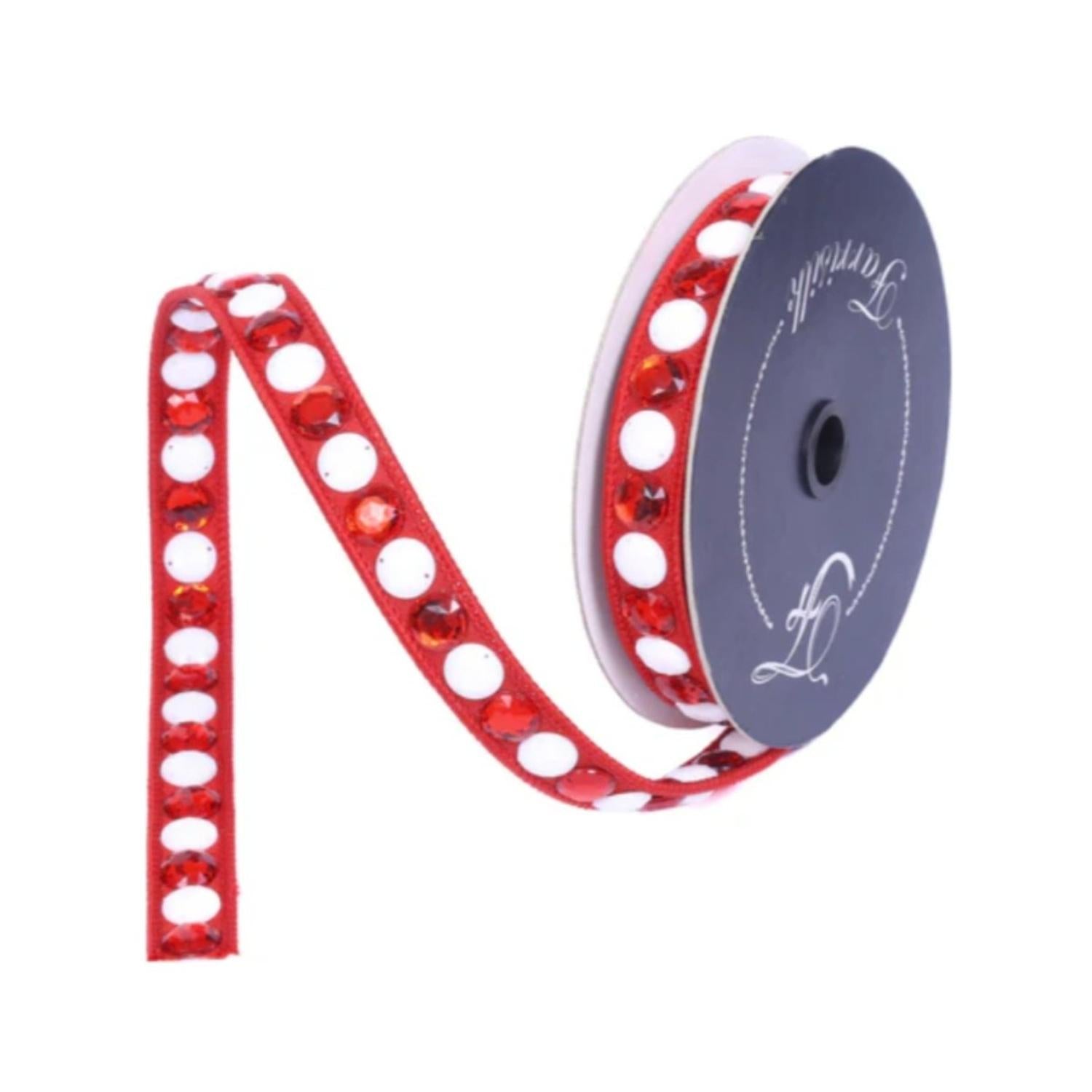 .75" Gumdrop Garland Ribbon: Red/White (5 Yards)