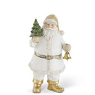 Shop For 7.5in White & Gold Resin Santa w/Tree & Bell