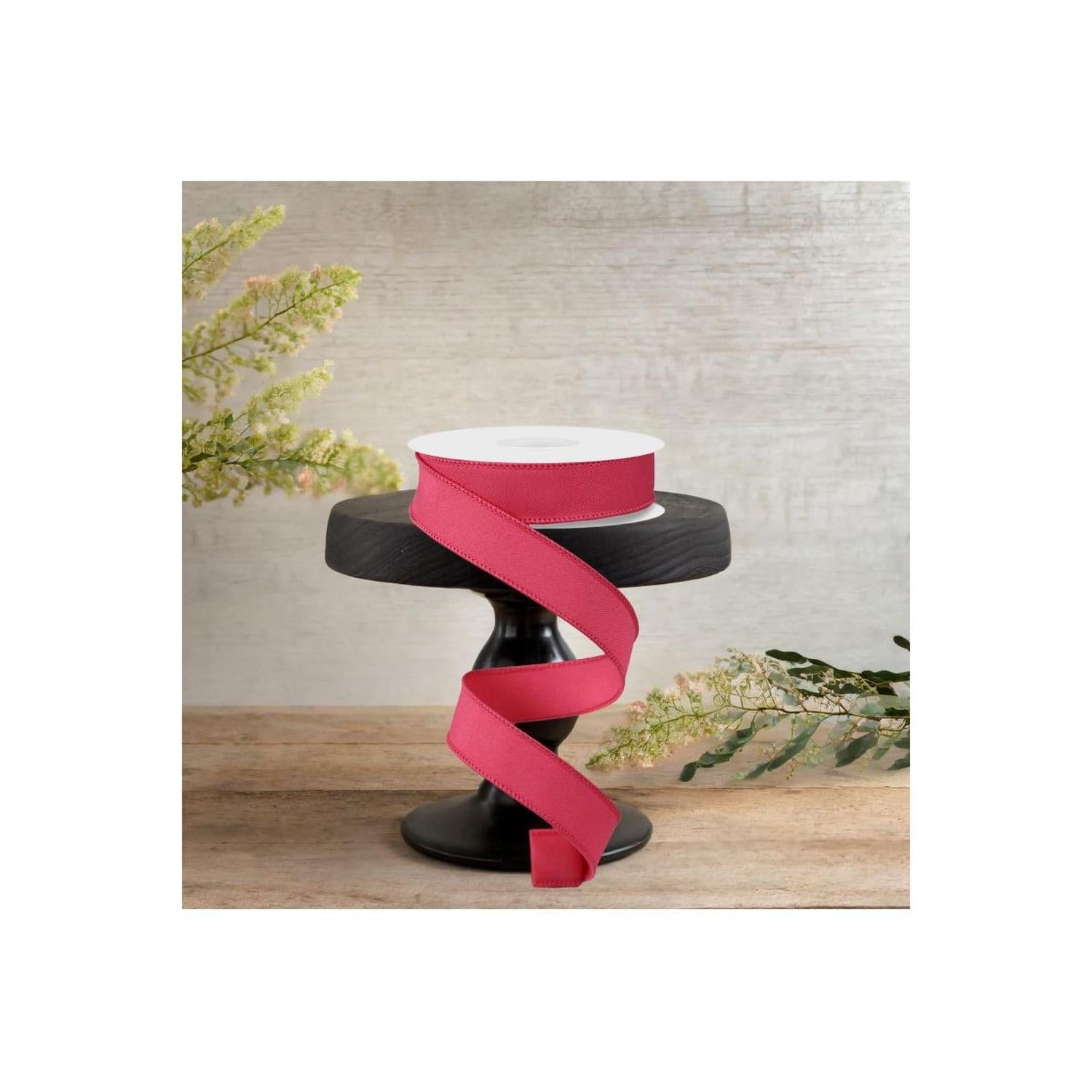 7/8" Diagonal Weave Ribbon: Hot Pink (10 Yards)