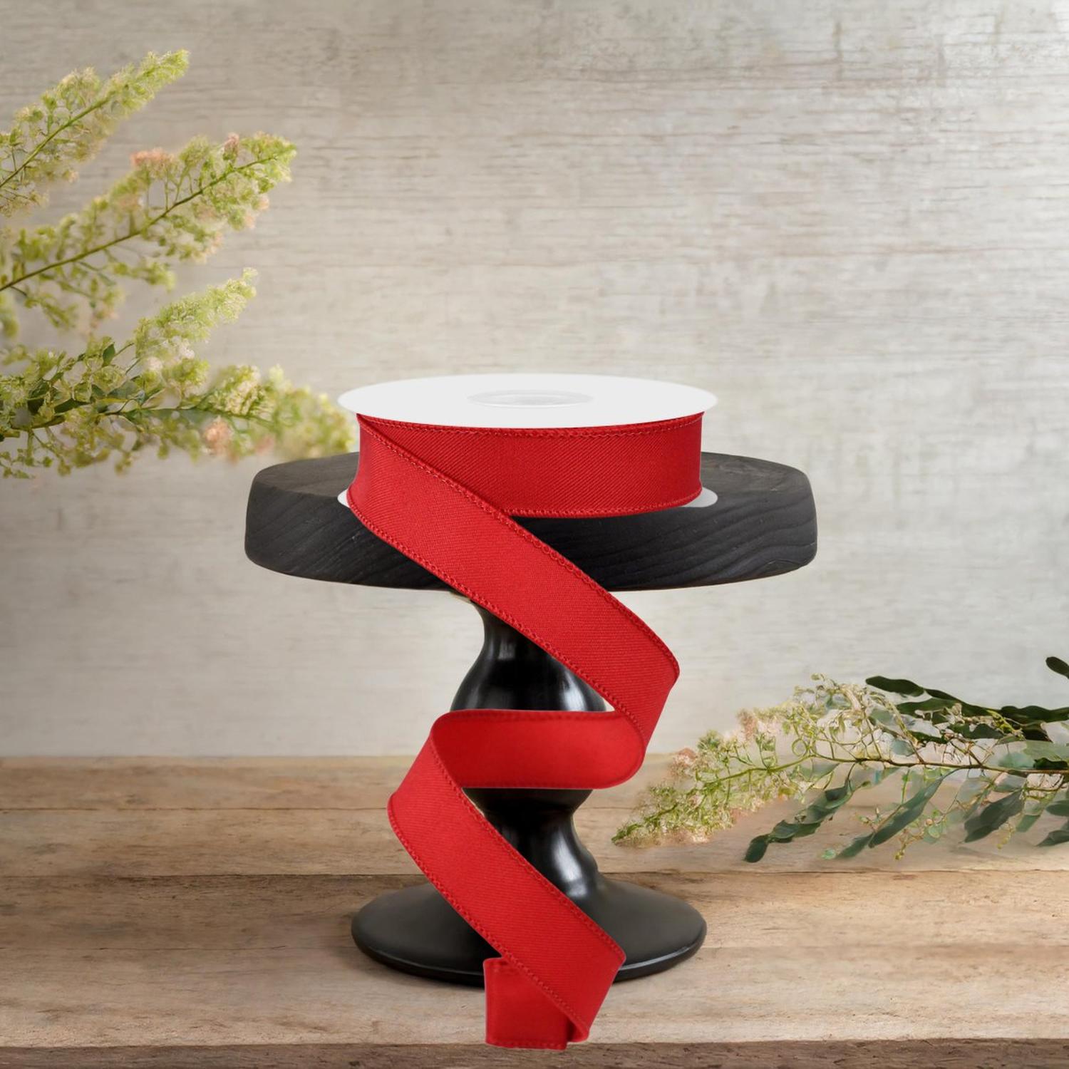 7/8" Diagonal Weave Ribbon: Red (10 Yards)