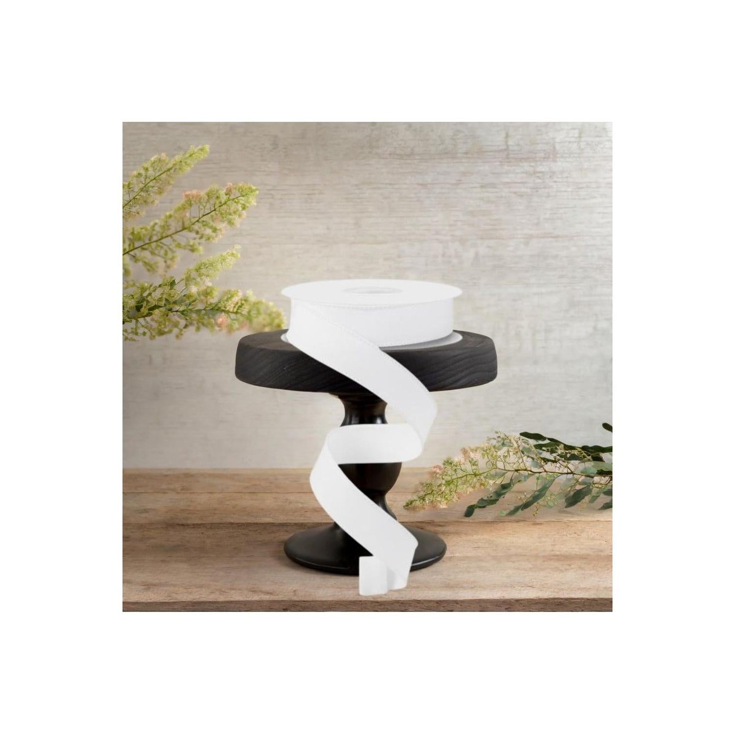 7/8" Diagonal Weave Ribbon: White (10 Yards)