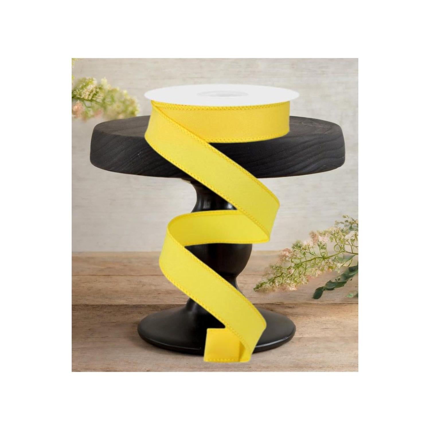 7/8" Diagonal Weave Ribbon: Yellow (10 Yards)