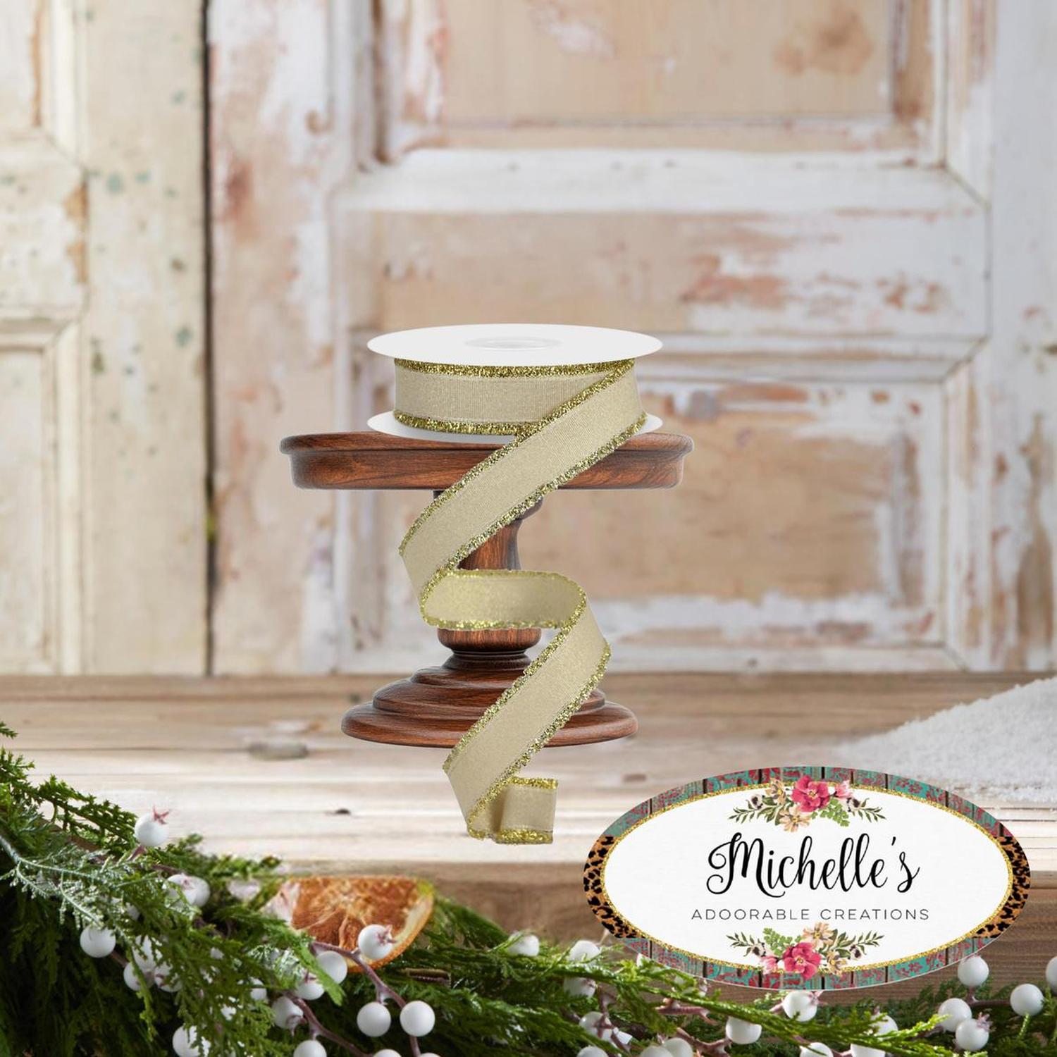 7/8" Fuzzy Edge Ribbon: Gold (10 Yards)