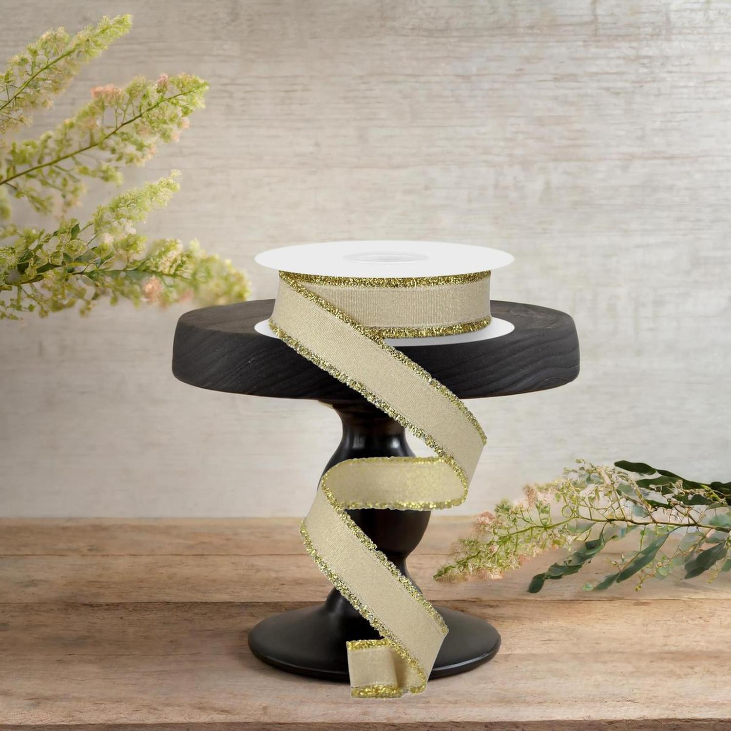 7/8" Fuzzy Edge Ribbon: Gold (10 Yards)