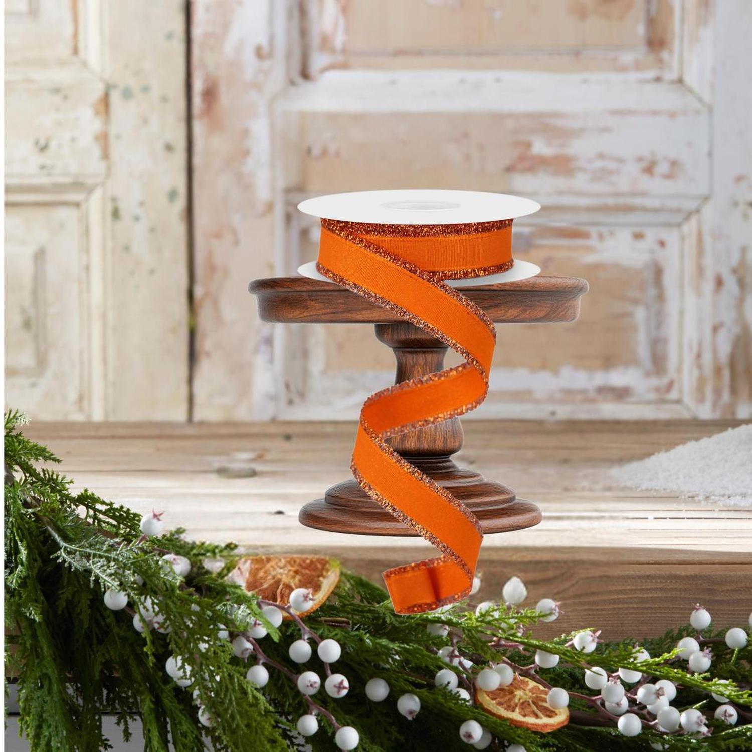 7/8" Fuzzy Edge Ribbon: Orange (10 Yards)