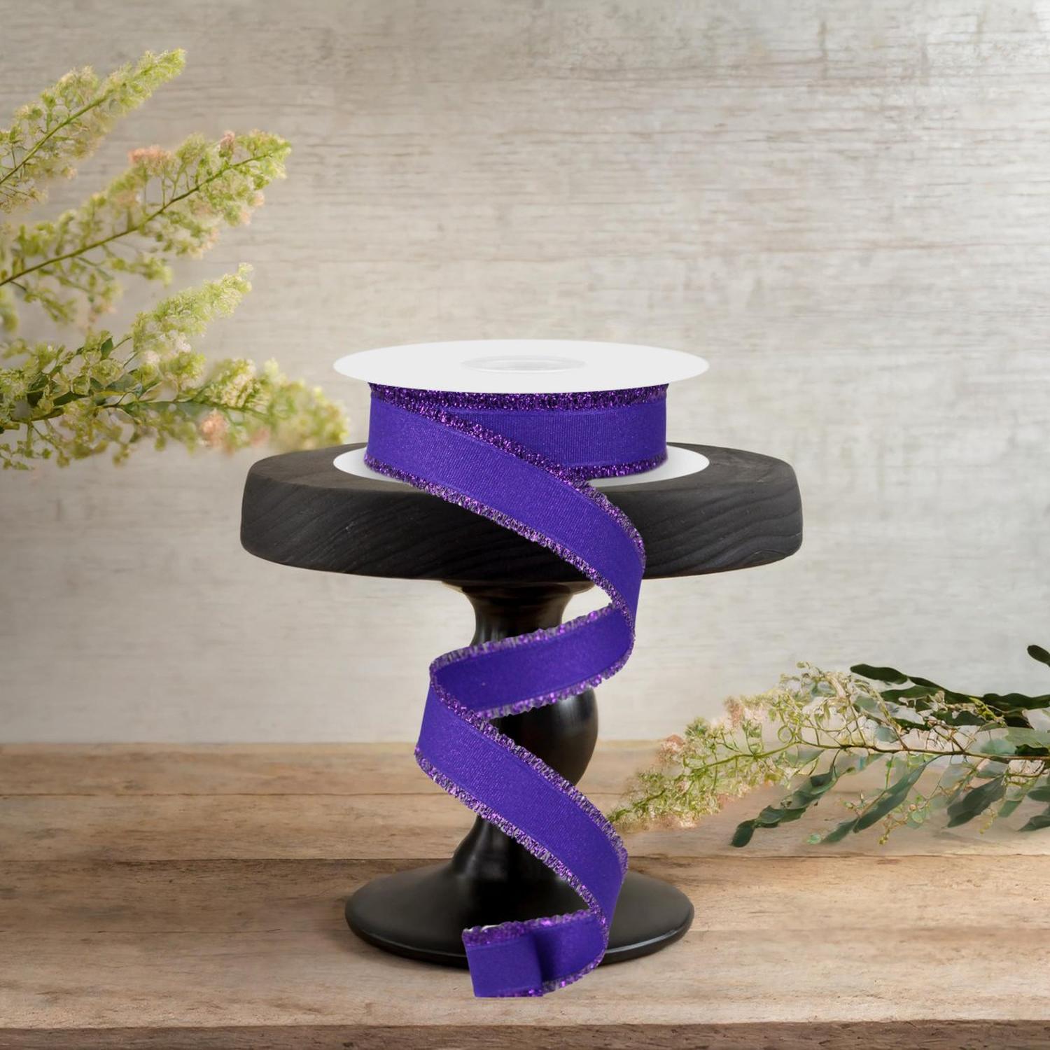 7/8" Fuzzy Edge Ribbon: Purple (10 Yards)