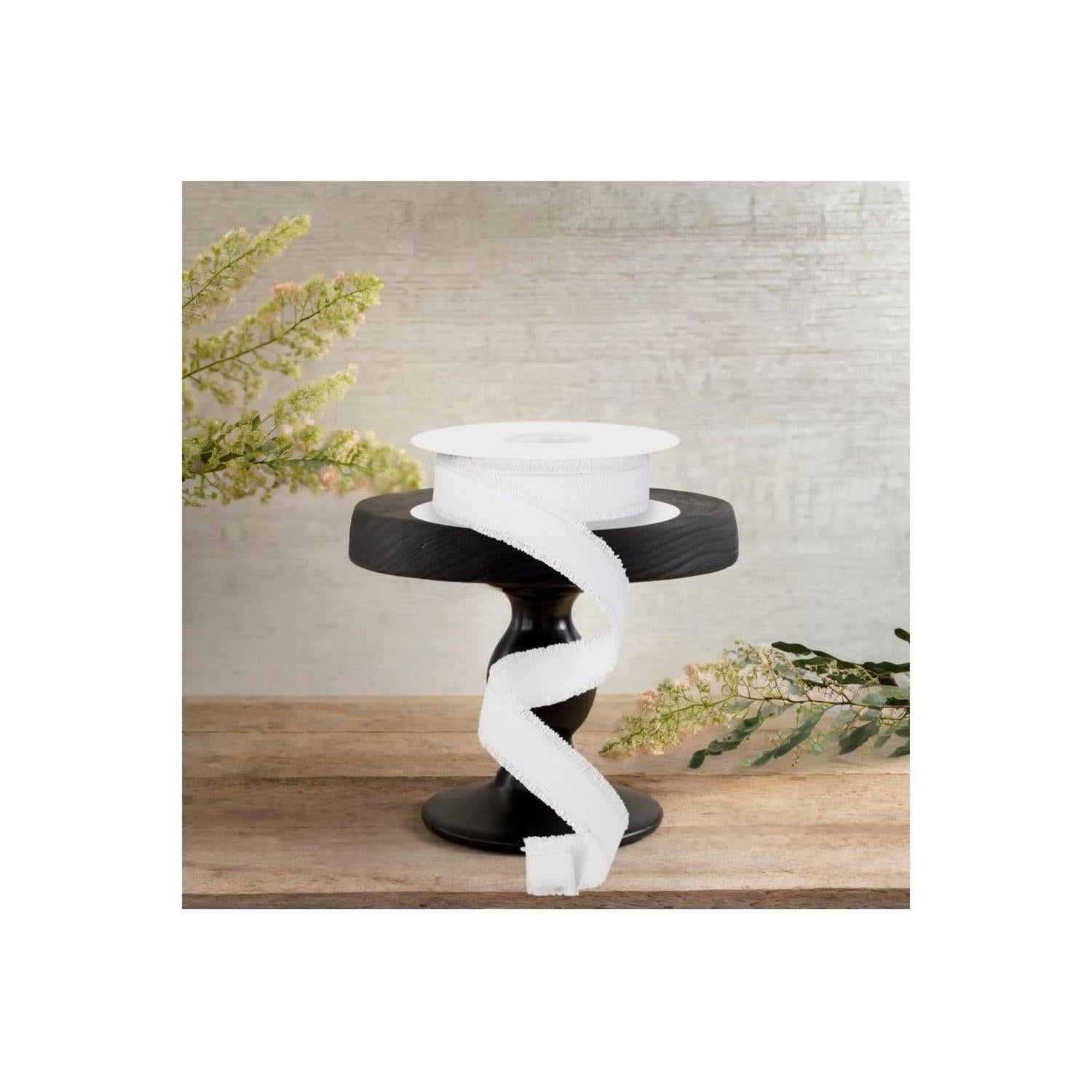 7/8" Fuzzy Edge Ribbon: White (10 Yards)